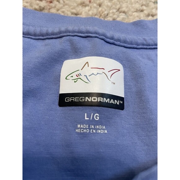 Greg Norman Shirt Men's Large  Solid Blue 100% Cotton - Picture 3 of 3